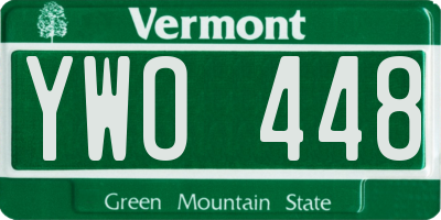 VT license plate YWO448