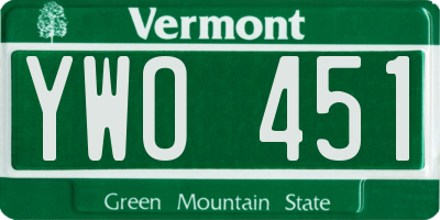 VT license plate YWO451