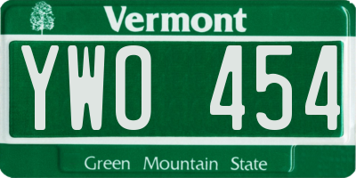 VT license plate YWO454