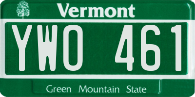 VT license plate YWO461