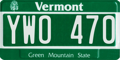 VT license plate YWO470