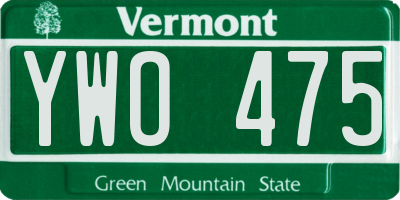 VT license plate YWO475