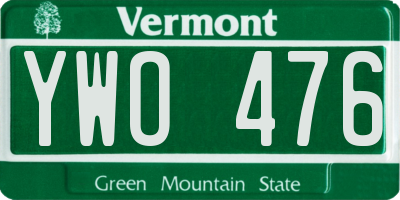 VT license plate YWO476