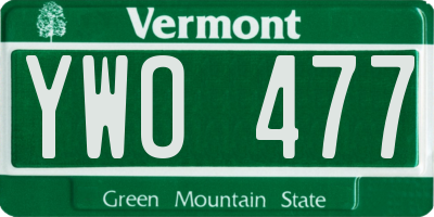 VT license plate YWO477