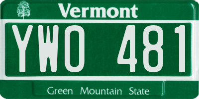 VT license plate YWO481