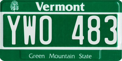 VT license plate YWO483