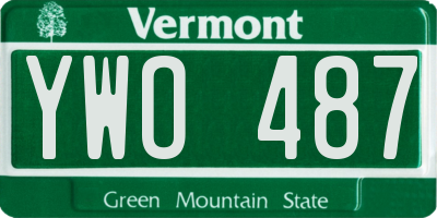 VT license plate YWO487