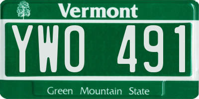 VT license plate YWO491