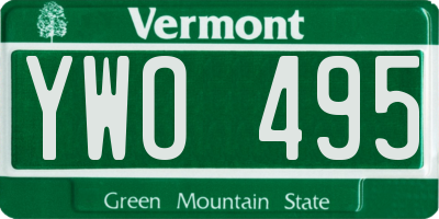 VT license plate YWO495