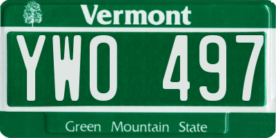 VT license plate YWO497