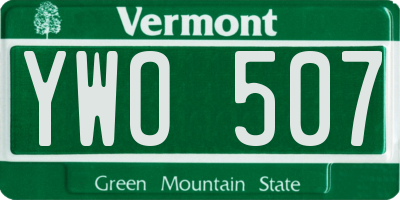 VT license plate YWO507