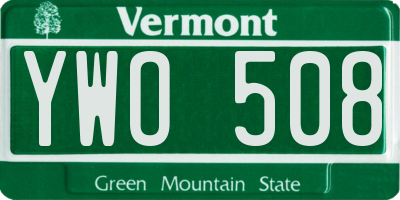 VT license plate YWO508