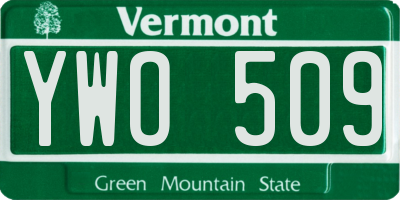 VT license plate YWO509