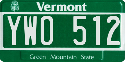VT license plate YWO512