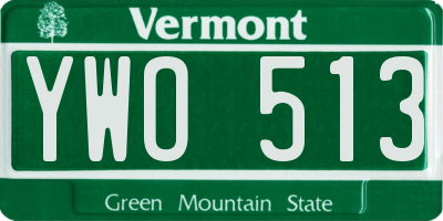 VT license plate YWO513