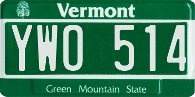 VT license plate YWO514