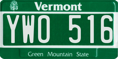 VT license plate YWO516