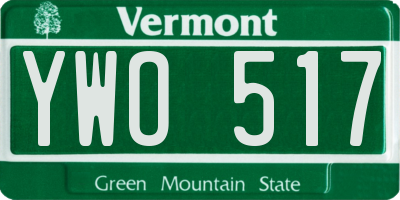 VT license plate YWO517