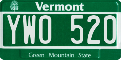 VT license plate YWO520