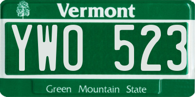 VT license plate YWO523