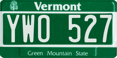 VT license plate YWO527