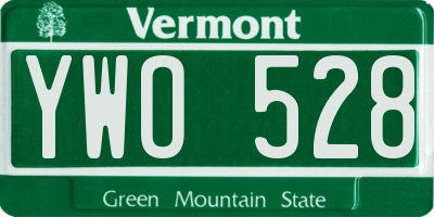VT license plate YWO528