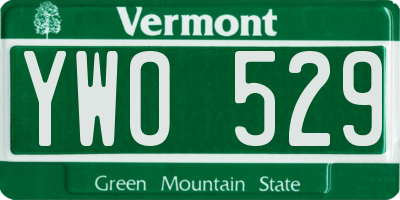VT license plate YWO529