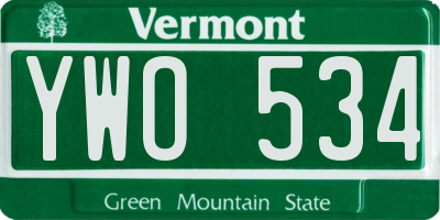 VT license plate YWO534