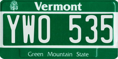 VT license plate YWO535