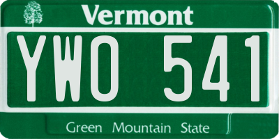VT license plate YWO541