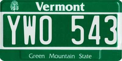 VT license plate YWO543