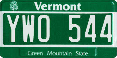 VT license plate YWO544