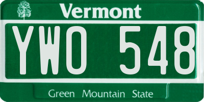 VT license plate YWO548