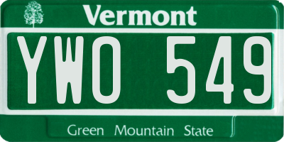 VT license plate YWO549