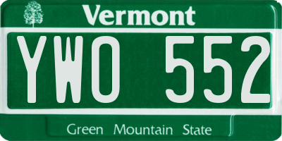 VT license plate YWO552