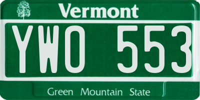 VT license plate YWO553