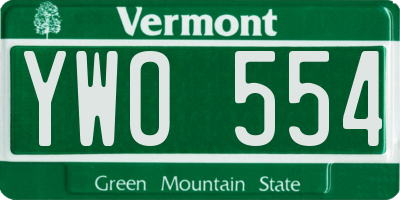 VT license plate YWO554