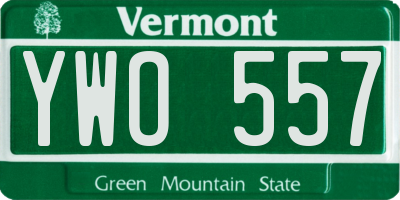 VT license plate YWO557