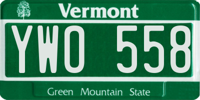 VT license plate YWO558