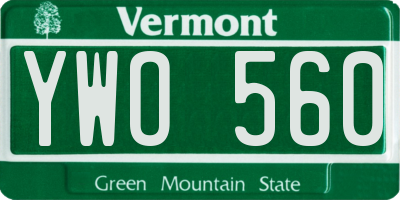 VT license plate YWO560
