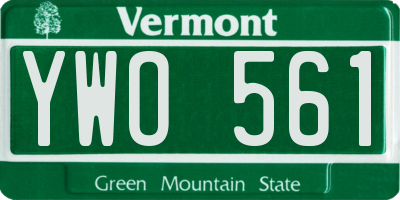 VT license plate YWO561