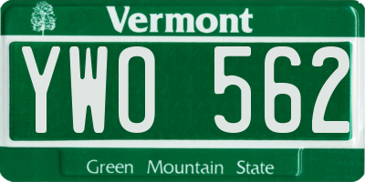 VT license plate YWO562