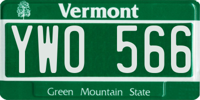 VT license plate YWO566