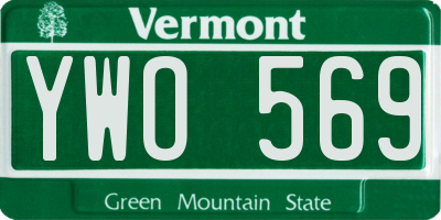 VT license plate YWO569