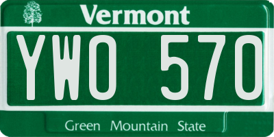 VT license plate YWO570