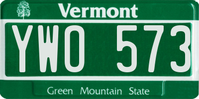 VT license plate YWO573