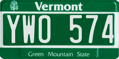 VT license plate YWO574