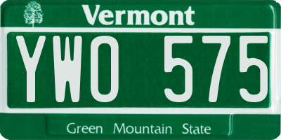 VT license plate YWO575