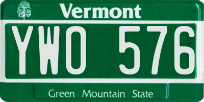 VT license plate YWO576