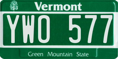 VT license plate YWO577